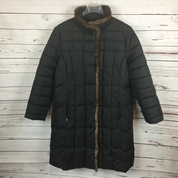 liz claiborne faux fur hooded heavyweight faux fur coat